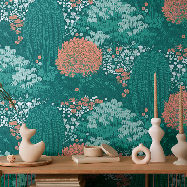 Galerie Wallpaper Product code: FL61132_2 - Flourish Wallpaper Collection - Green/Orange Colours -  