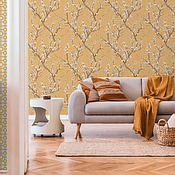 Galerie Wallcoverings Product Code: 1903-2 - Spring Blossom Wallpaper Collection Galerie Wallcoverings Product Code 1903-2 - Spring Blossom Wallpaper Collection - Yellow Colours - SAKURA TREE Design