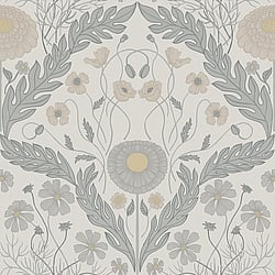 Galerie Wallcoverings Product Code: 51000 - Blomstermala Wallpaper Collection Galerie Wallcoverings Product Code 51000 - Blomstermala Wallpaper Collection - Grey Yellow Colours - Leafy Bloom Design