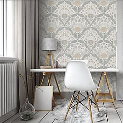 Galerie Wallcoverings Product Code: 51000 - Blomstermala Wallpaper Collection Galerie Wallcoverings Product Code 51000 - Blomstermala Wallpaper Collection - Grey Yellow Colours - Leafy Bloom Design