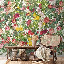 Galerie Wallcoverings Product Code WH45231M - Welcome Home Murals Wallpaper Collection - Yellow, Green, Red Colours - Mixed Rose Garden Design