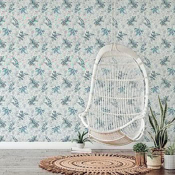Galerie Wallcoverings Product Code 47451 - Flora Wallpaper Collection - Grey, Turquoise Colours -  