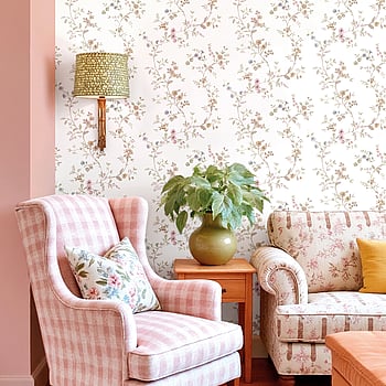 Galerie Wallcoverings Product Code 8355 - Blooming Garden Wallpaper Collection - Beige And Pink Colours -  