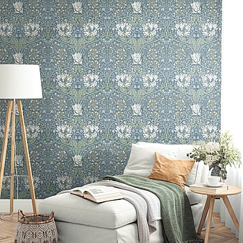 Galerie Wallcoverings Product Code ET12602 - Arts and Crafts Wallpaper Collection - Blue Sage Cream Colours -  