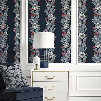 Galerie Wallcoverings Product Code ET12712 - Arts and Crafts Wallpaper Collection - Navy White Red Colours -  