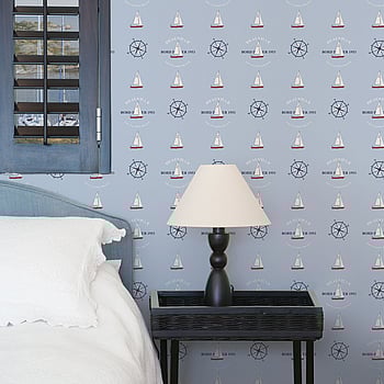 Galerie Wallcoverings Product Code G23037 - Deauville Wallpaper Collection - Sky Blue Red White Colours -  