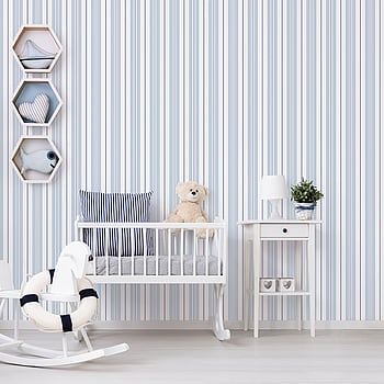 Galerie Wallcoverings Product Code G23064 - Deauville Wallpaper Collection - Sky Blue Navy Blue White Colours -  