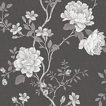 Galerie Wallcoverings Product Code G45302 - Vintage Roses Wallpaper Collection - Black Silver Grey White Colours -  
