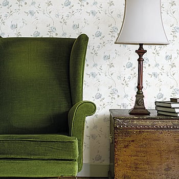 Galerie Wallcoverings Product Code G45326 - Vintage Roses Wallpaper Collection - Blue Cream Colours -  